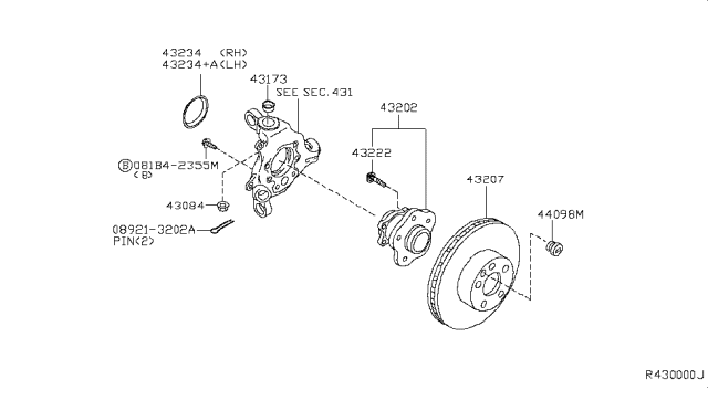 2007 Nissan Maxima Cap Hub Rear Diagram for 43235-ZK30A