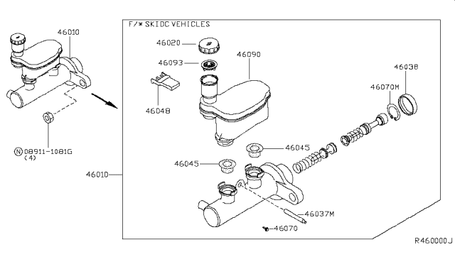 2005 Nissan Maxima Cap Assembly-Oil Reservoir Tank Diagram for 46020-4N010