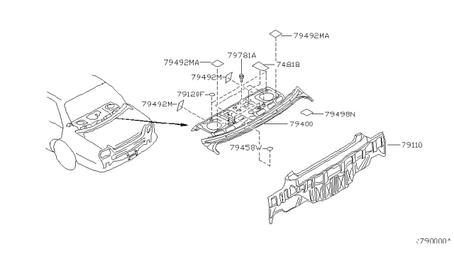 2007 Nissan Maxima Panel-Rear,Upper Diagram for 79110-ZK330