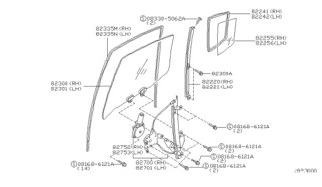 2005 Nissan Maxima Regulator Assy-Door Window,Rh Diagram for 82720-7Y000