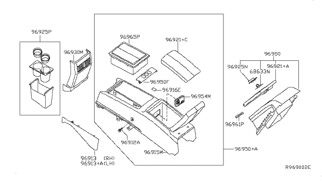 2007 Nissan Maxima Finisher-Console Box Diagram for 96930-7Y002