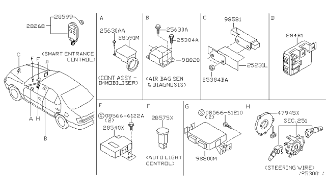 2004 Nissan Maxima Switch Assembly-Remote Diagram for 28268-8J000