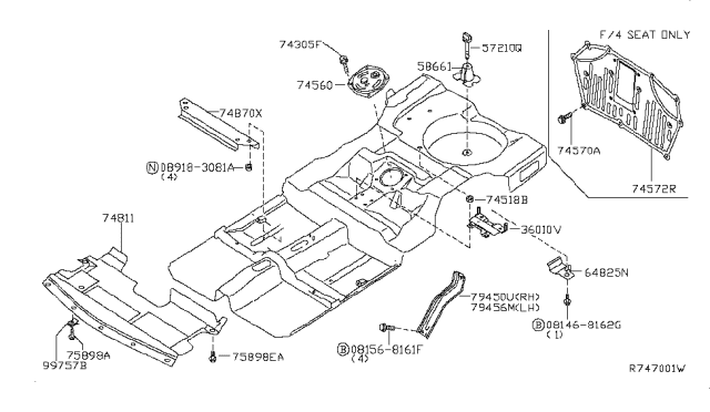 2006 Nissan Maxima Support Assy-Rear Seat Back Diagram for 76730-7Y000