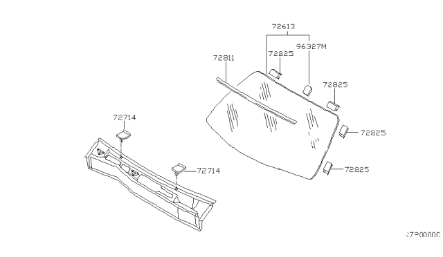 2007 Nissan Maxima Moulding-Windshield Upper,Center Diagram for 72752-7Y00A