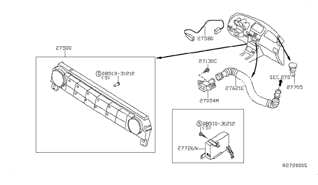 2008 Nissan Maxima Control Assembly-Air Conditioner,Auto Diagram for 27500-ZK30A