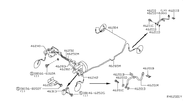 2005 Nissan Maxima Hose Assy-Brake,Rear Diagram for 46210-8J015