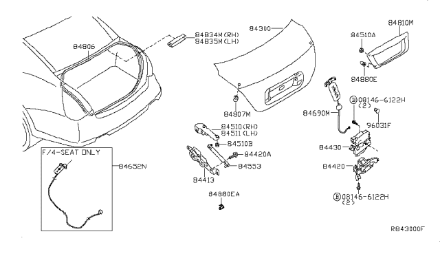 2007 Nissan Maxima Striker Assy-Trunk Lid Lock Diagram for 84620-JB10A