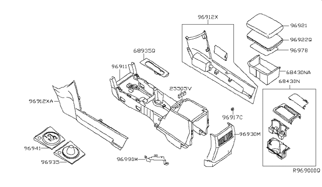 2004 Nissan Maxima FINISHER-Console Ind Diagram for 96941-8Y000