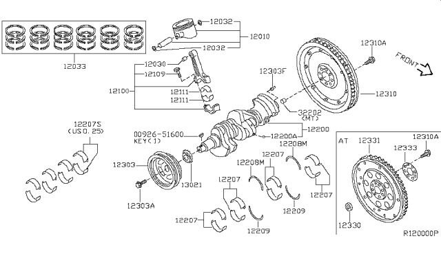 2006 Nissan Maxima Piston,W/PIN Diagram for A2010-7Y006