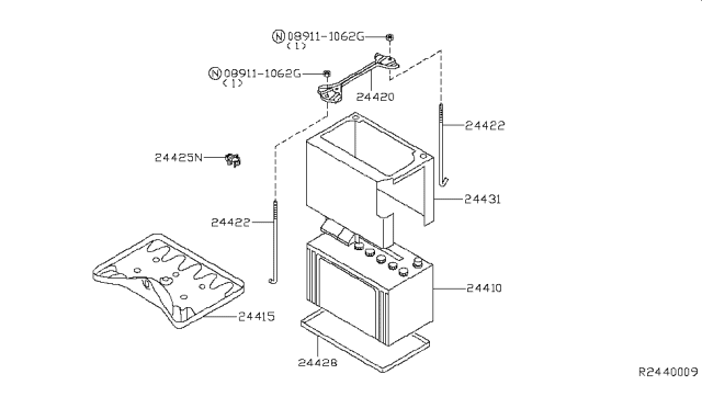 2005 Nissan Maxima Battery & Battery Mounting Diagram