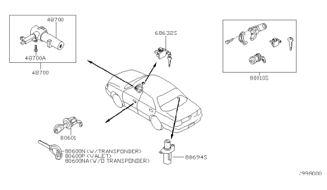 2004 Nissan Maxima Key Set Diagram for K9810-7Y005