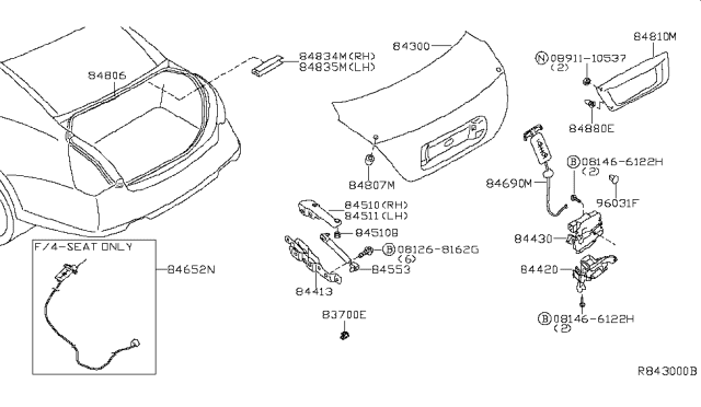 2006 Nissan Maxima STRKR Trunk Lid Diagram for 84620-7Y00A