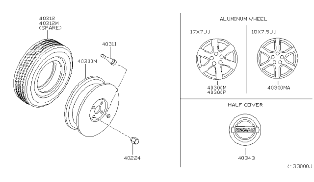 2006 Nissan Maxima Wheel Assembly-Disc (6 Spoke 18X7.5) Diagram for 40300-7Y100