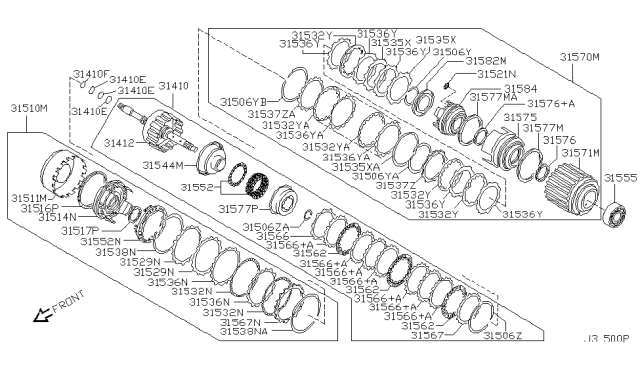 2005 Nissan Maxima Ring Snap Diagram for 31506-89X02