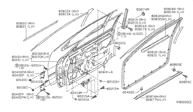 2006 Nissan Maxima Front Door Panel & Fitting Diagram 3