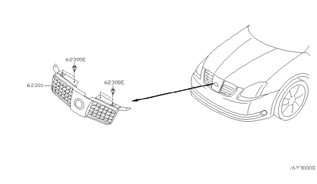 2004 Nissan Maxima Grille-Front Bumper Diagram for 62070-7Y000