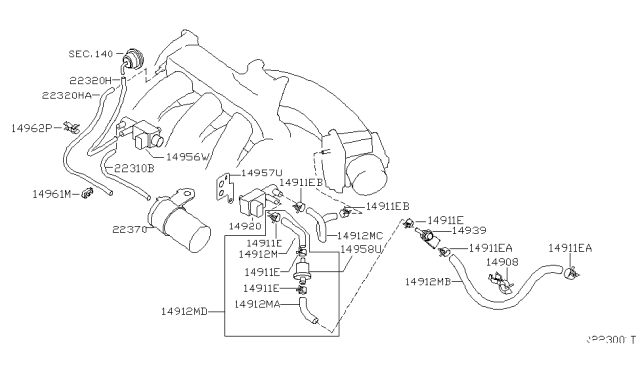 2004 Nissan Maxima Engine Control Vacuum Piping - Diagram 1