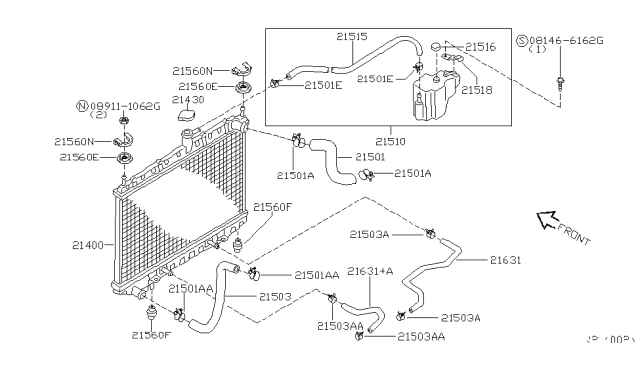 2005 Nissan Maxima Hose-Oil Cooler,Auto Transmission Diagram for 21632-7Y110