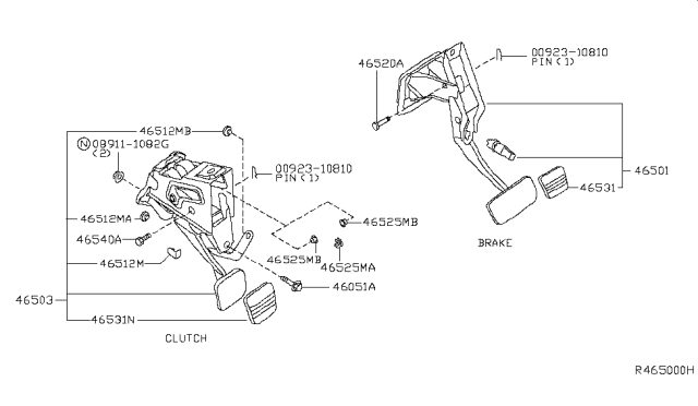 2004 Nissan Maxima Brake & Clutch Pedal Diagram 2