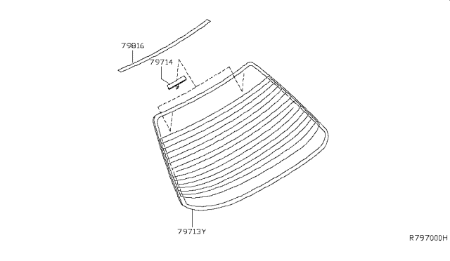 2007 Nissan Maxima Moulding-Rear Window,Upper Diagram for 79752-7Y000