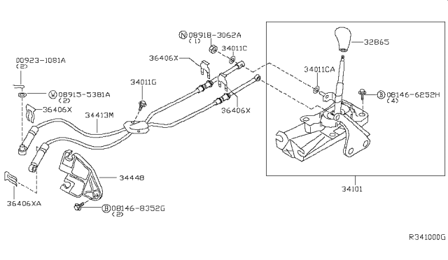 2005 Nissan Maxima Link Assy-Transmission Control Diagram for 34101-7Y007