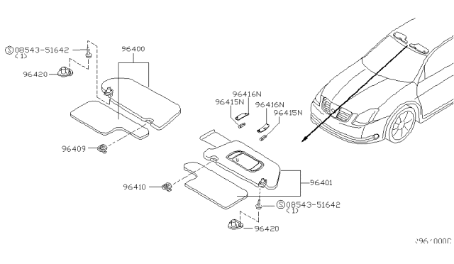 2005 Nissan Maxima Sunvisor Diagram