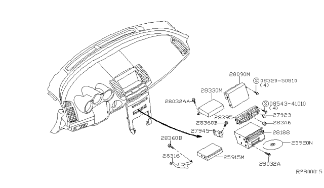 2006 Nissan Maxima Radio Unit,W/CD And Cassette Diagram for 28188-ZK00A