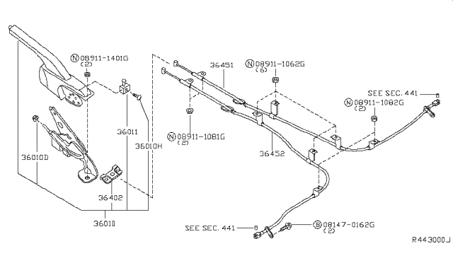 2006 Nissan Maxima Device Assy-Parking Brake Control Diagram for 36010-7Y002