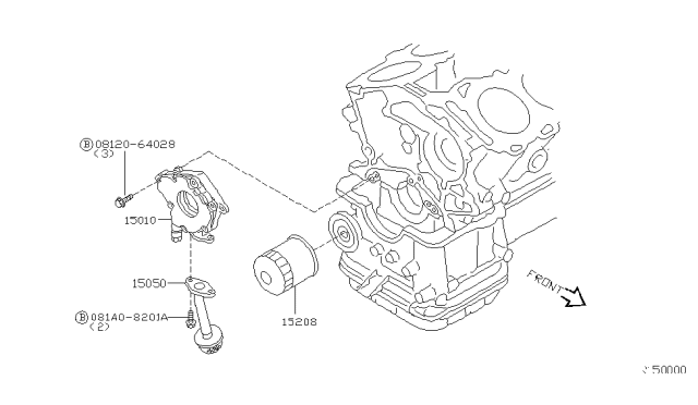 2007 Nissan Maxima Oil Strainer Assembly Diagram for 15050-ZK60A