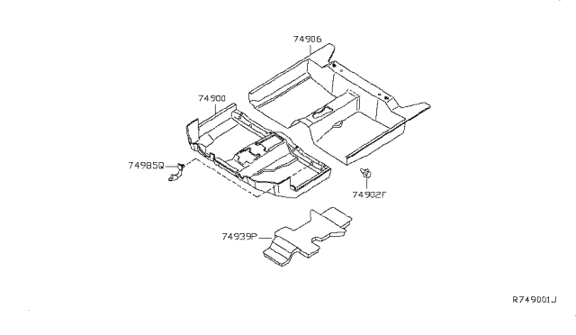 2008 Nissan Maxima Carpet Assy-Floor Diagram for 74900-ZK07B