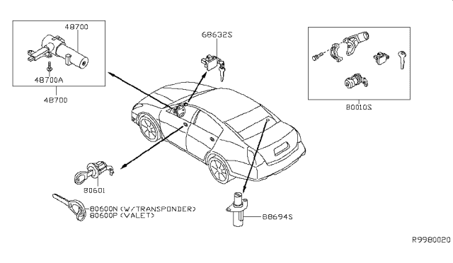 2005 Nissan Maxima Key Set & Blank Key Diagram 2
