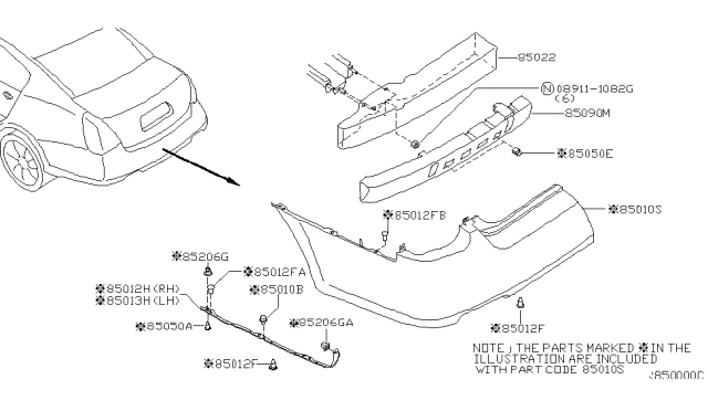 2005 Nissan Maxima Rear Bumper Diagram