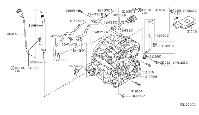 2007 Nissan Maxima Pipe Assy-Oil Charging Diagram for 31080-CA00A