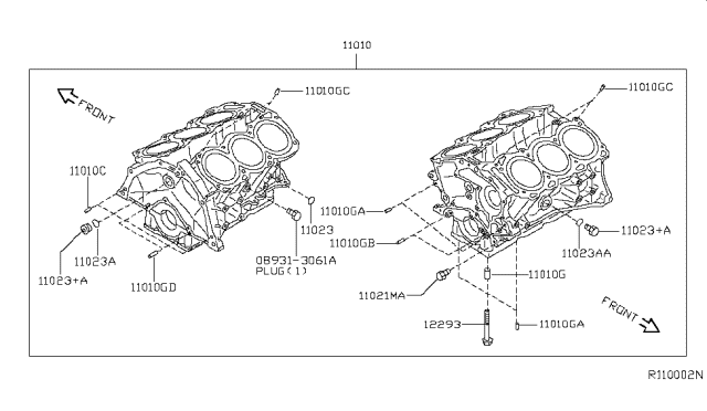 2007 Nissan Maxima Cylinder Block & Oil Pan Diagram 1