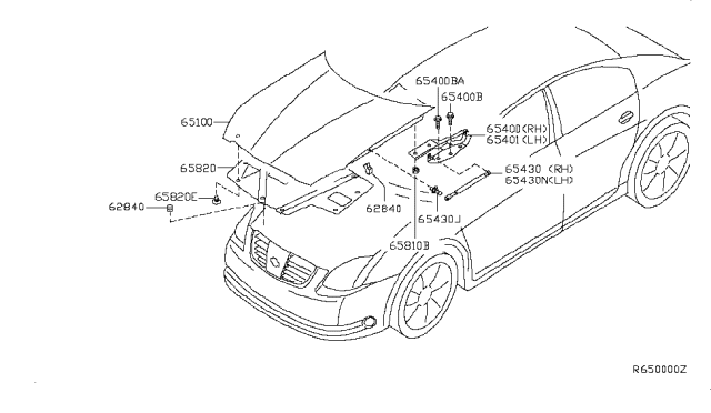 2007 Nissan Maxima Stay Assy-Hood,LH Diagram for 65471-ZK30A