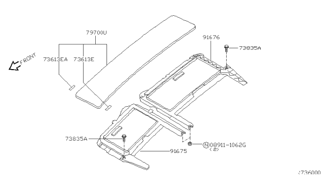 2006 Nissan Maxima Rail Assy-Sunroof Shade,2ND Diagram for 91675-ZK01A