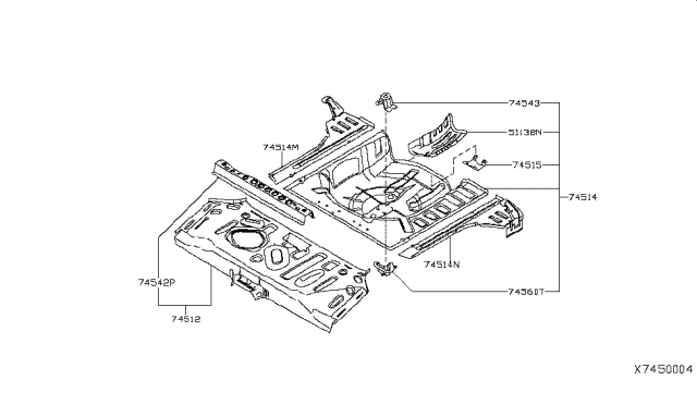 2009 Nissan Versa Bracket-Muffler Mounting Diagram for 74560-EL035