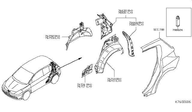 2007 Nissan Versa Body Side Panel Diagram 2