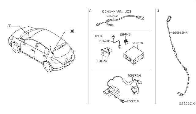 2012 Nissan Versa Antenna Assy-Gps Diagram for 25975-ZW80B