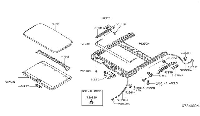 2009 Nissan Versa Sun Roof Parts Diagram