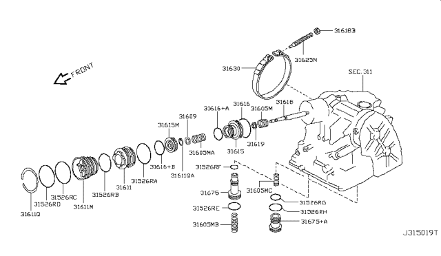 2011 Nissan Versa Clutch & Band Servo Diagram 3