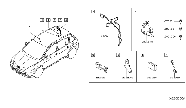 2012 Nissan Versa Microphone Unit-Telephone Diagram for 28336-1SX2A