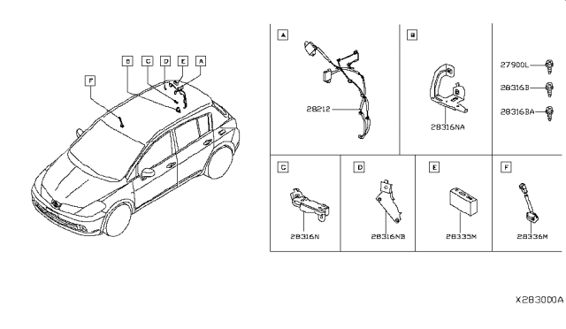 2007 Nissan Versa Adapter Unit Telephone Diagram for 28335-AT70E