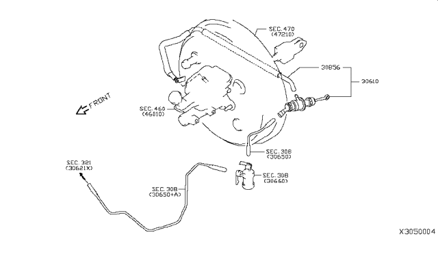 2012 Nissan Versa Hose - Clutch Reservoir Diagram for 30856-1KA1A