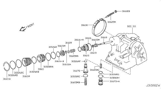 2010 Nissan Versa Clutch & Band Servo Diagram 3