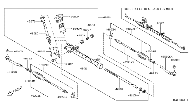 2009 Nissan Versa Pinion Assy-Steering Gear Diagram for 48020-EM30A