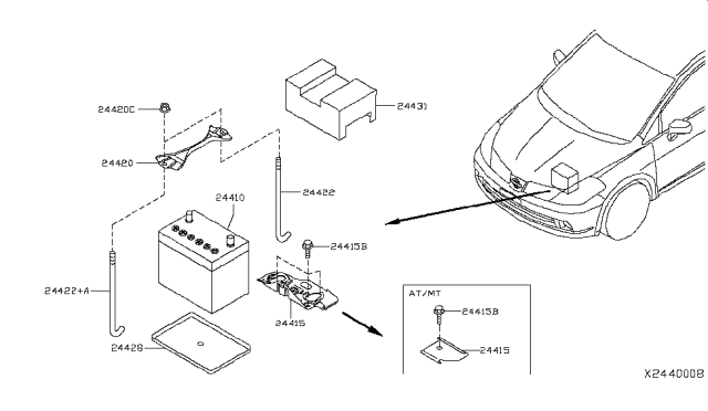 2007 Nissan Versa Battery & Battery Mounting Diagram 2