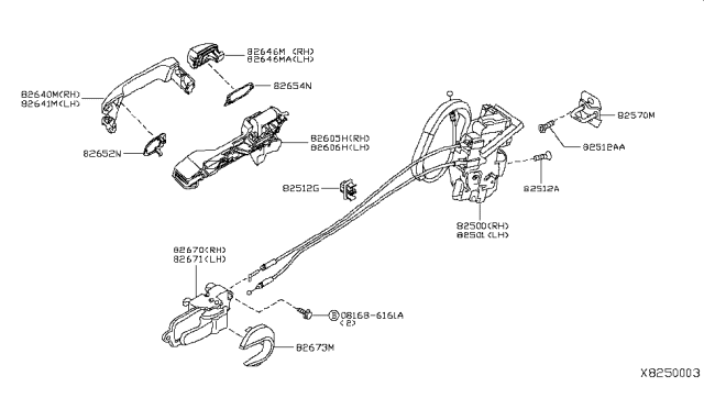 2011 Nissan Versa Rear Door Lock & Handle Diagram