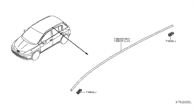 2012 Nissan Versa Body Side Molding Diagram 2