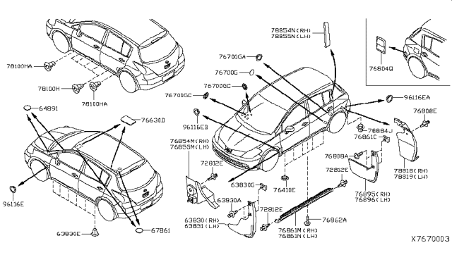 2009 Nissan Versa Mudguard-Sill Center,LH Diagram for 76851-EM40A